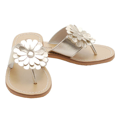 Gold Daisy Flip Flop Spring Sandals Shoes Toddler Little Girls 7-4 - SophiasStyle.com